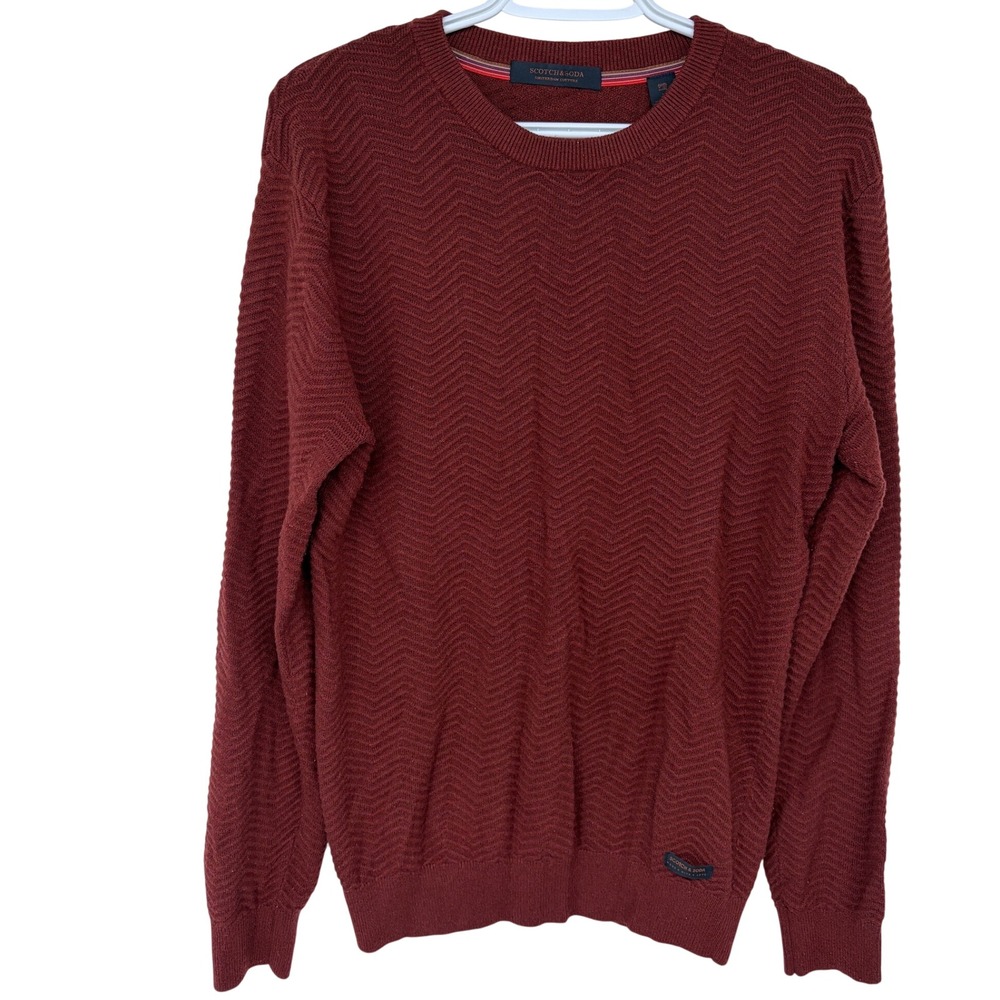 Scotch &‎ Soda Herringbone Crewneck Sweater Large Women's Burnt Orange Knit